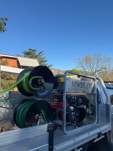Sewer jetting equipment mounted on the Spartan Plumbing & Gas truck