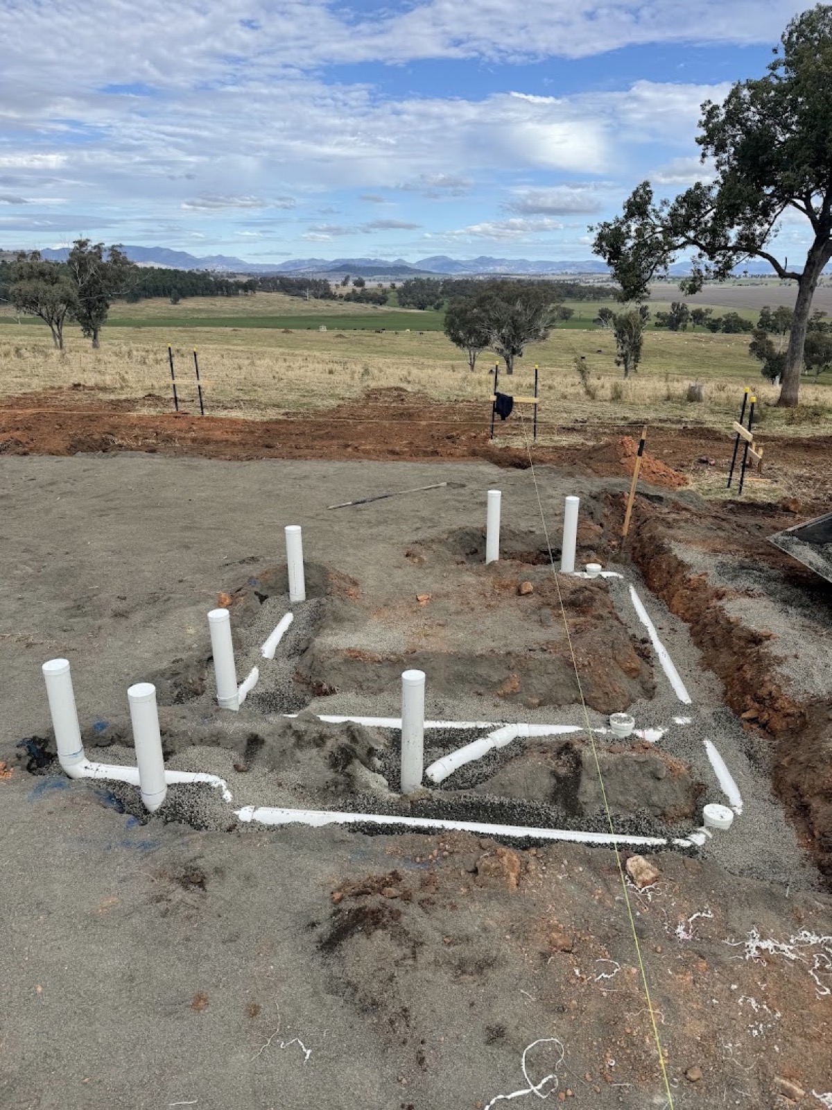 A new-build plumbing rough-in on a Tamworth-region block